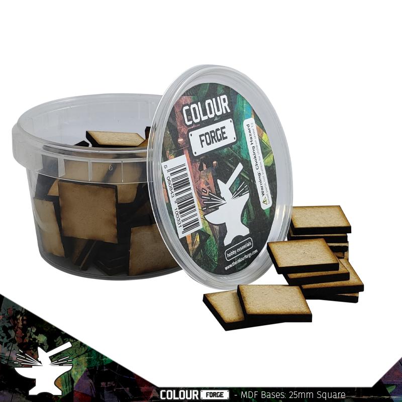 These bases are a fantastic value way to base a full army of miniatures without breaking the bank!They are made from 3mm MDF and supplied in a strong stackable container.Contents:Size - 25mmShape - SquareQuantity - 70Packaging - reusable plastic container with lid The Colour Forge MDF Bases - 25mm Square (70) - TCF-MDF-25S - 5060843100430