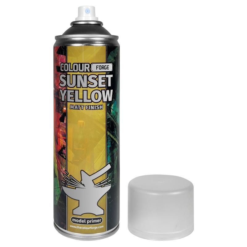 Specifically formulated to give exceptional, smooth coverage and a matt finish, providing a great foundation for paint to adhere to, whilst retaining all the details of each and every miniature on your hobby desk. The Colour Forge Colour Forge Spray: Sunset Yellow (500ml) - TCF-SPR-021 - 5060843101345