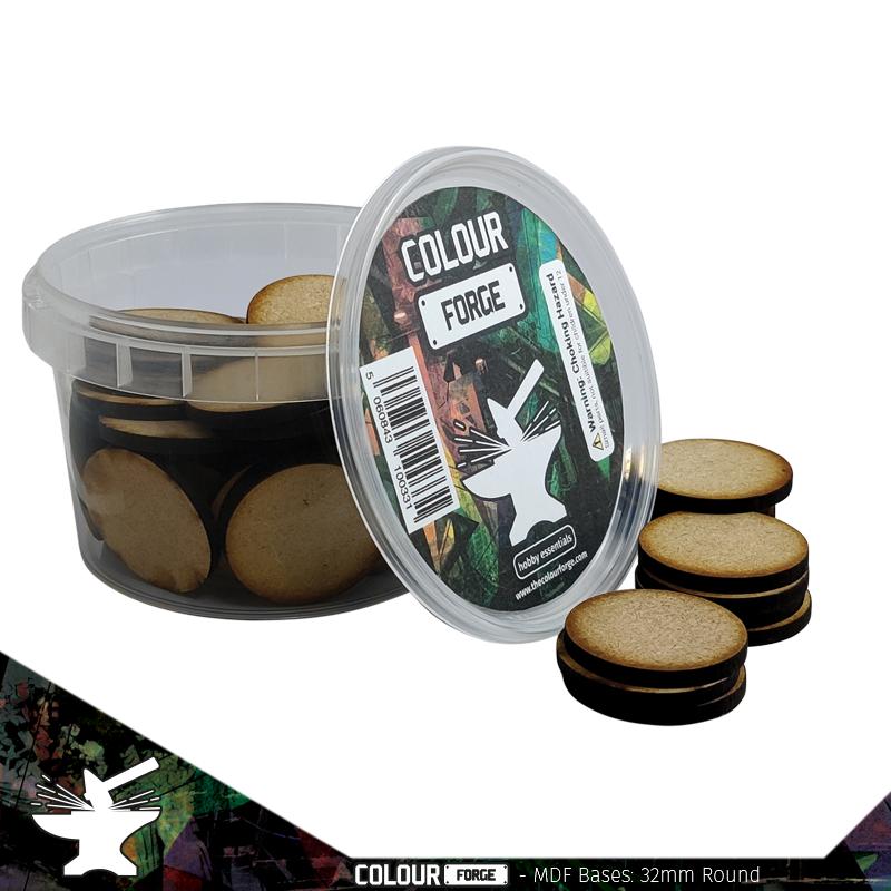 These bases are a fantastic value way to base a full army of miniatures without breaking the bank!They are made from 3mm MDF and supplied in a strong stackable container.Contents:Size - 32mmShape - CircleQuantity - 52Packaging - reusable plastic container with lid The Colour Forge MDF Bases - 32mm Round (52) - TCF-MDF-32R - 5060843100379