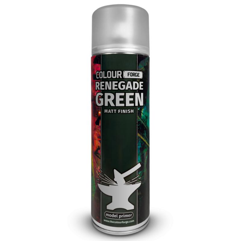 Colour Forge Renegade Green is a dark green Spray Primer, perfect for those morally grey, green-clad warriors.  The Colour Forge    Colour Forge Spray: Renegade Green (500ml) - TCF-SPR-012 - 5060843101253