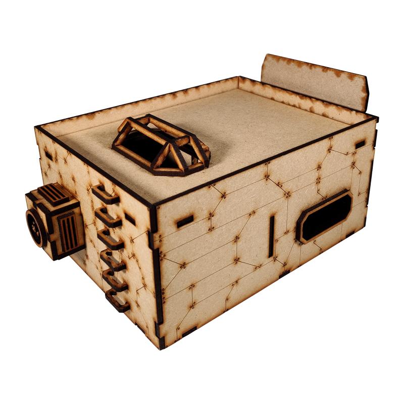 This quick and easy to assemble kit is made from 3mm mdf and is cut with precision to ensure minimal effort removing it from the sprue.The door contains 2 holes for magnets, these measure 2mm wide by 3mm deep, there is a similar hole on the door frame. The roof is completely removable for access during gaming and modelling.This kit requires assembly. The Colour Forge Sci-Fi Exchange - TCF-SCI-012 - 5060843101543