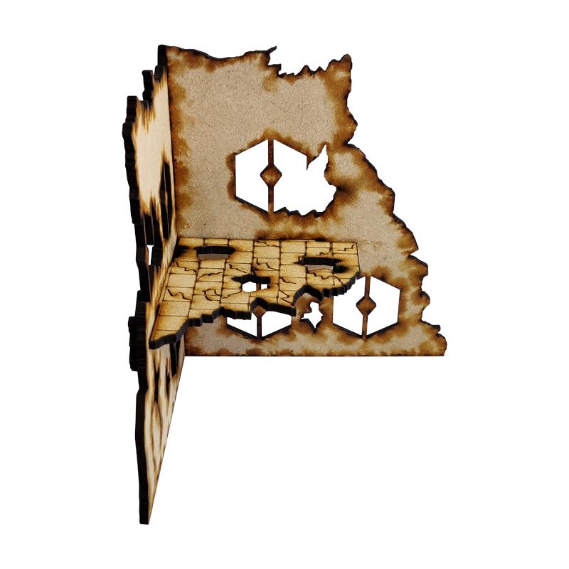 Sector Sept is a sci-fi terrain set designed for use with Warhammer 40,000, Infinity and much more!Dimensions: (Width: 110mm) (Depth: 110mm) (Height: 125mm)This quick and easy to assemble kit is made from 3mm mdf and is cut with precision to ensure minimal effort removing it from the sprue.This kit requires assembly. Models shown for scale and not included. The Colour Forge Sector Sept Ruins #3 - TCF-SSR-003 - 5060843101512