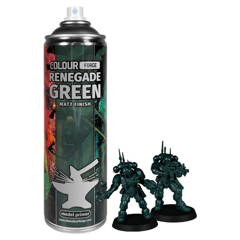 Specifically formulated to give exceptional, smooth coverage and a matt finish, providing a great foundation for paint to adhere to, whilst retaining all the details of each and every miniature on your hobby desk. The Colour Forge    Colour Forge Spray: Renegade Green (500ml) - TCF-SPR-012 - 5060843101253