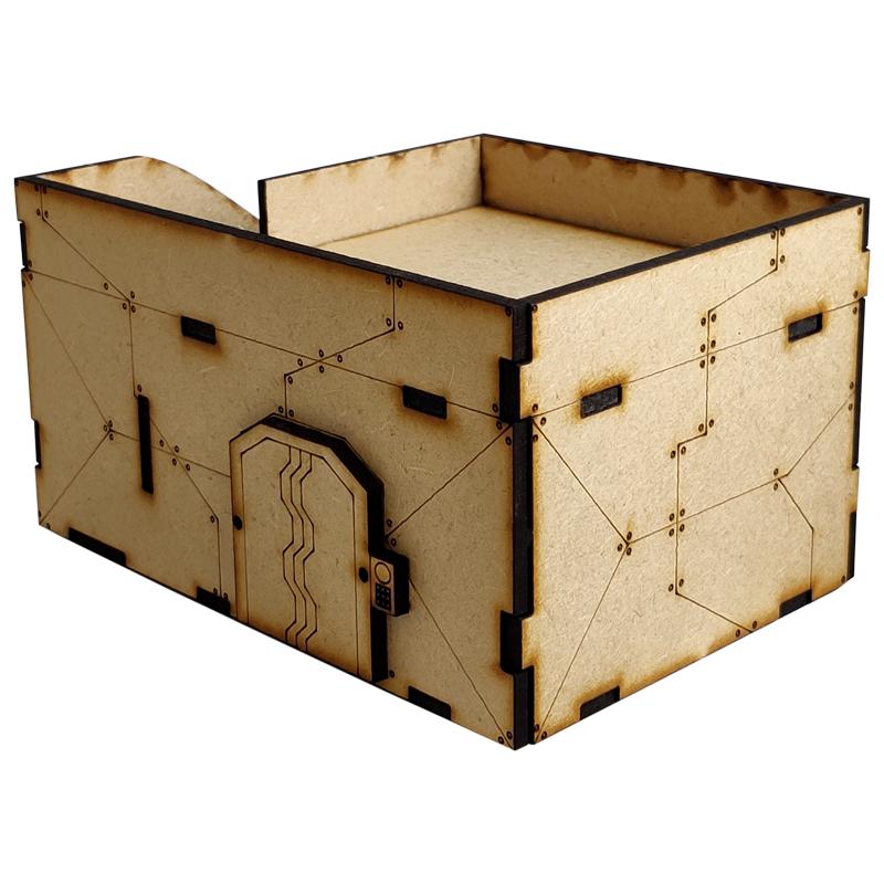 This Sci-Fi Hab Block Delta kit is the perfect addition to any 25-32mm sci-fi table!Dimensions: (Width:145mm) (Depth: 103mm) (Height: 82mm)This quick and easy to assemble kit is made from 3mm mdf and is cut with precision to ensure minimal effort removing it from the sprue.The door contains 2 holes for magnets, these measure 2mm wide by 3mm deep, there is a similar hole on the door frame. The roof is completely removable for access during gaming and modelling.This kit requires assembly. The Colour Forge Sci-Fi Hab Block Bravo - TCF-SCI-002 - 5060843100522