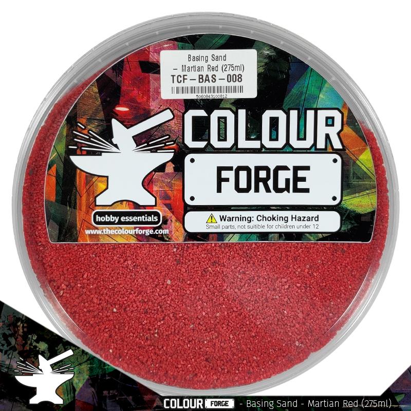 Hostile environments come in all colours and our basing range is no different! These coloured basing materials are perfect compliment to a high impact colour scheme. Glue the material down, apply an ink and drybrush over the top for a vibrant finish!This is a dried product and perfect for use straight out of the pot.Typical grit size 0.5-1.0mmThis product is provided in a sturdy tamper proof pot so you can store it conveniently. The Colour Forge Basing Sand - Martian Red - TCF-BAS-008 - 5060843100812