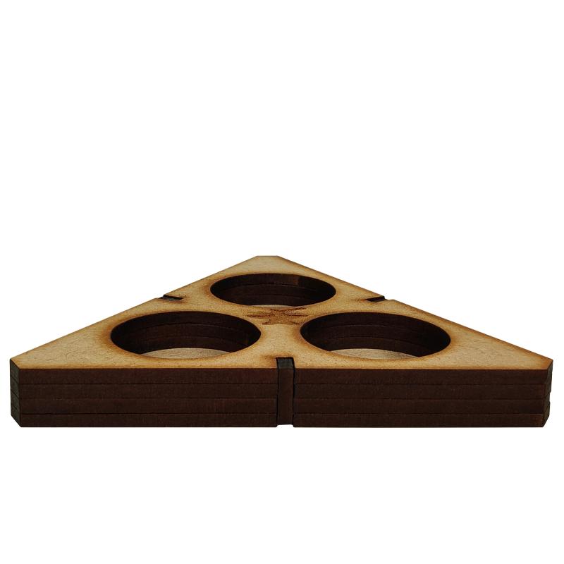 Tri-Pots holds 3 pots of any Citadel paint or wash so that you can avoid those nasty spills! Made from precision laser cut 3mm MDF, Tri-Pots ensures you can while away the hours enjoying your hobby without having to worry about knocking several of your precious paints or washes over and runing your workspace.Dimensions 98mm L x 98mm W x 14mm HInstructions are available online at www.thecolourforge.com Tri-Pots comes unpainted and unassembled. We recommend using Colour Forge basing glue for best results. The Colour Forge Tri-Pots - TCF-ACC-014 - 5060843102410