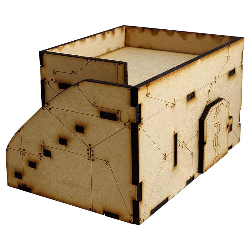 This Sci-Fi Hab Block Delta kit is the perfect addition to any 25-32mm sci-fi table!Dimensions: (Width:145mm) (Depth: 103mm) (Height: 82mm)This quick and easy to assemble kit is made from 3mm mdf and is cut with precision to ensure minimal effort removing it from the sprue.The door contains 2 holes for magnets, these measure 2mm wide by 3mm deep, there is a similar hole on the door frame. The roof is completely removable for access during gaming and modelling.This kit requires assembly. The Colour Forge Sci-Fi Hab Block Bravo - TCF-SCI-002 - 5060843100522
