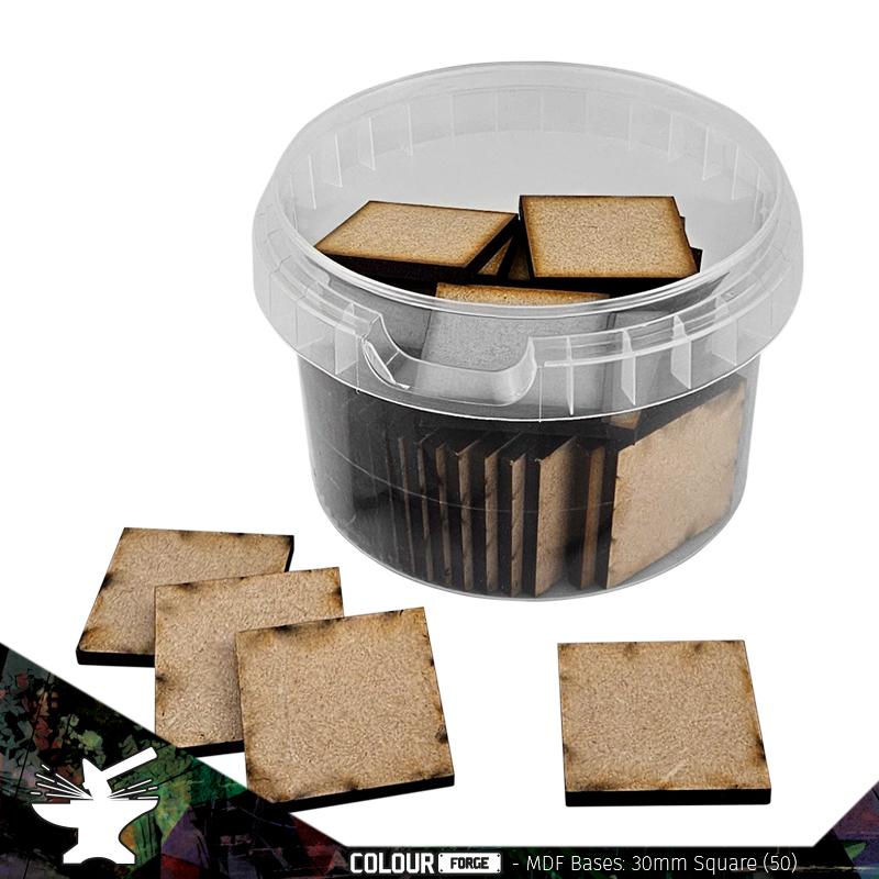 These bases are a fantastic value way to base a full army of miniatures without breaking the bank!They are made from 3mm MDF and supplied in a strong stackable container.Contents:Size - 30mmShape - SquareQuantity - 50Packaging - reusable plastic container with lid The Colour Forge MDF Bases - 30mm Square (50) - TCF-MDF-30S - 5060843103615