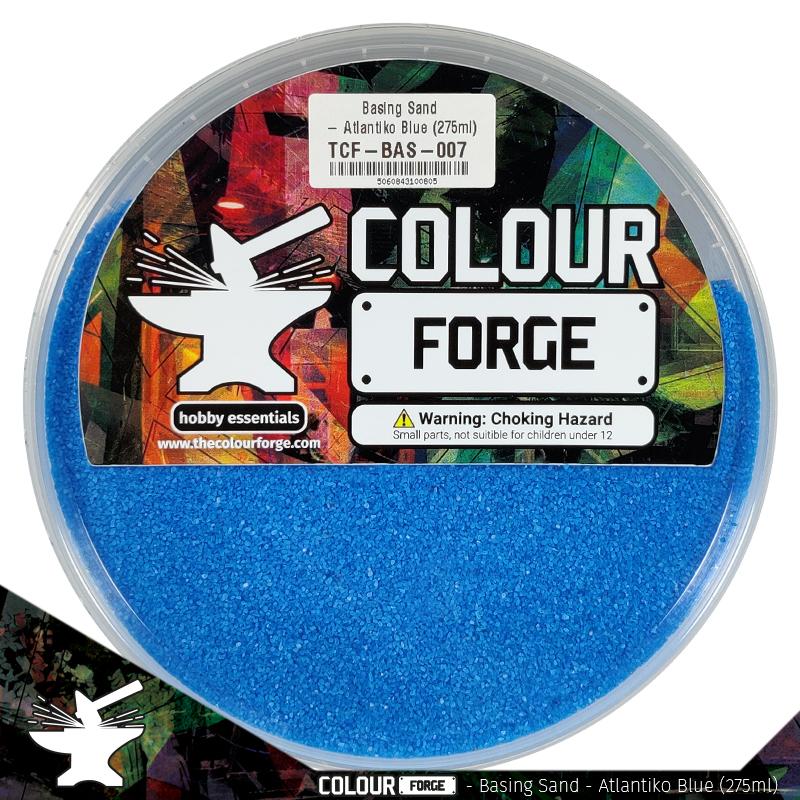 Hostile environments come in all colours and our basing range is no different! These coloured basing materials are perfect compliment to a high impact colour scheme. Glue the material down, apply an ink and drybrush over the top for a vibrant finish!This is a dried product and perfect for use straight out of the pot.Typical grit size 0.5-1.0mmThis product is provided in a sturdy tamper proof pot so you can store it conveniently. The Colour Forge Basing Sand - Atlantiko Blue - TCF-BAS-007 - 5060843100805
