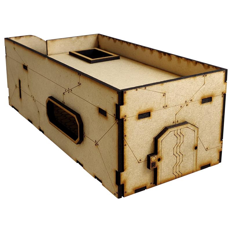 This Sci-Fi Hab Block Charlie kit is the perfect addition to any 25-32mm sci-fi table!Dimensions: (Width:238mm) (Depth: 103mm) (Height: 82mm)This quick and easy to assemble kit is made from 3mm mdf and is cut with precision to ensure minimal effort removing it from the sprue.The door contains 2 holes for magnets, these measure 2mm wide by 3mm deep, there is a similar hole on the door frame. The roof is completely removable for access during gaming and modelling.This kit requires assembly. The Colour Forge Sci-Fi Hab Block Charlie - TCF-SCI-003 - 5060843100539