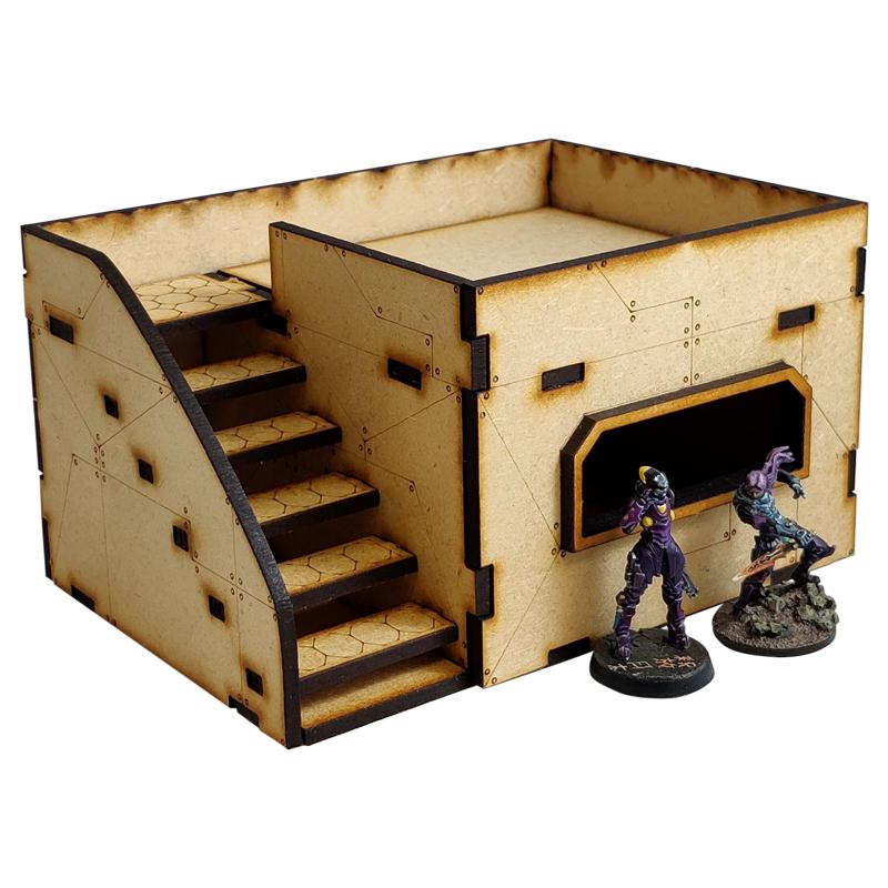 This Sci-Fi Hab Block Delta kit is the perfect addition to any 25-32mm sci-fi table!Dimensions: (Width: 145mm) (Depth: 103mm) (Height: 82mm)This quick and easy to assemble kit is made from 3mm mdf and is cut with precision to ensure minimal effort removing it from the sprue.The door contains 2 holes for magnets, these measure 2mm wide by 3mm deep, there is a similar hole on the door frame. The roof is completely removable for access during gaming and modelling.This kit requires assembly. The Colour Forge Sci-Fi Hab Block Alpha - TCF-SCI-001 - 5060843100515