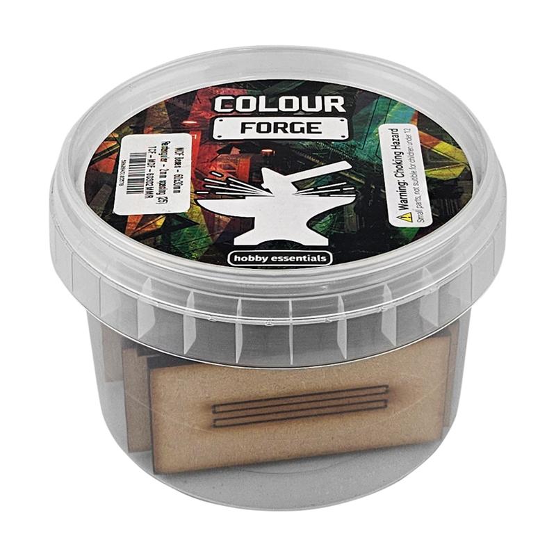 These bases are a fantastic value way to base a full army of miniatures without breaking the bank!They are made from 3mm MDF and supplied in a strong stack-able container.Contents:Size - 60x30mm with 2mm spaced slots.Shape - RectangularQuantity - 24Packaging - reusable plastic container with lid The Colour Forge MDF Bases - 60x30mm Rectangular - 2mm spacing (24) - TCF-MDF-60302MMR - 5060843103578
