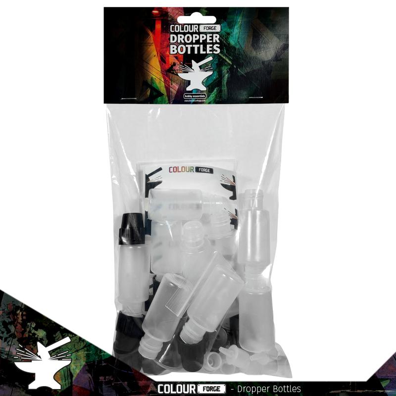 Contents:x10 17ml dropper bottles x10 self adhesive labels x10 agitators x1 funnel The Colour Forge dropper botttle kit. Perfect for all your decanting and mixing needs, this handy little kit will enable you to keep track of your favourite paint recipes, keep them stored securely and thoroughly mixed every time you go to paint your miniatures! The Colour Forge Colour Forge Dropper Bottle Kit - TCF-DBK-001 - 5060843102335