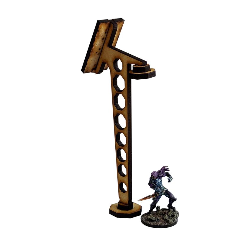 Dimensions: (Base width: 22mm) (Array width: 55mm) (Height: 130mm) The Colour Forge Sci-Fi Solar Street Light Arrays - TCF-SCI-007 - 5060843100577