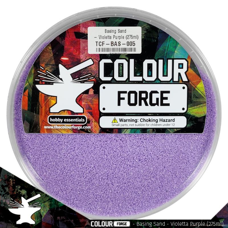 Hostile environments come in all colours and our basing range is no different! These coloured basing materials are perfect compliment to a high impact colour scheme. Glue the material down, apply an ink and drybrush over the top for a vibrant finish!This is a dried product and perfect for use straight out of the pot.Typical grit size 0.5-1.0mmThis product is provided in a sturdy tamper proof pot so you can store it conveniently. The Colour Forge Basing Sand - Violetta Purple - TCF-BAS-005 - 5060843100782