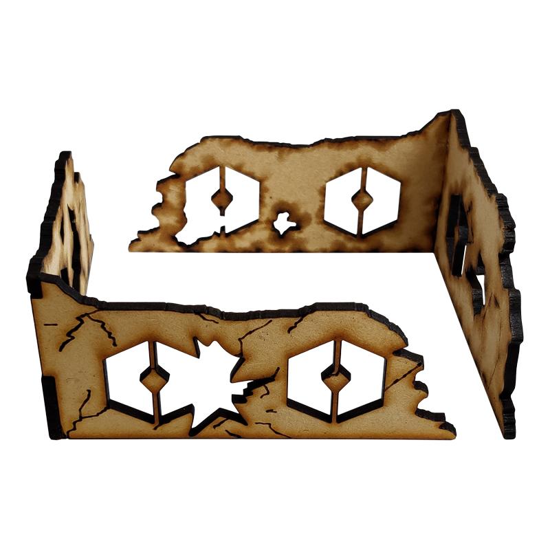 Sector Sept is a sci-fi terrain set designed for use with Warhammer 40,000, Infinity and much more!Dimensions: (Width: 110mm) (Depth: 110mm) (Height: 50mm)This quick and easy to assemble kit is made from 3mm mdf and is cut with precision to ensure minimal effort removing it from the sprue.This kit requires assembly. Models shown for scale and not included. The Colour Forge Sector Sept Ruins #5 - TCF-SSR-005 - 5060843101536