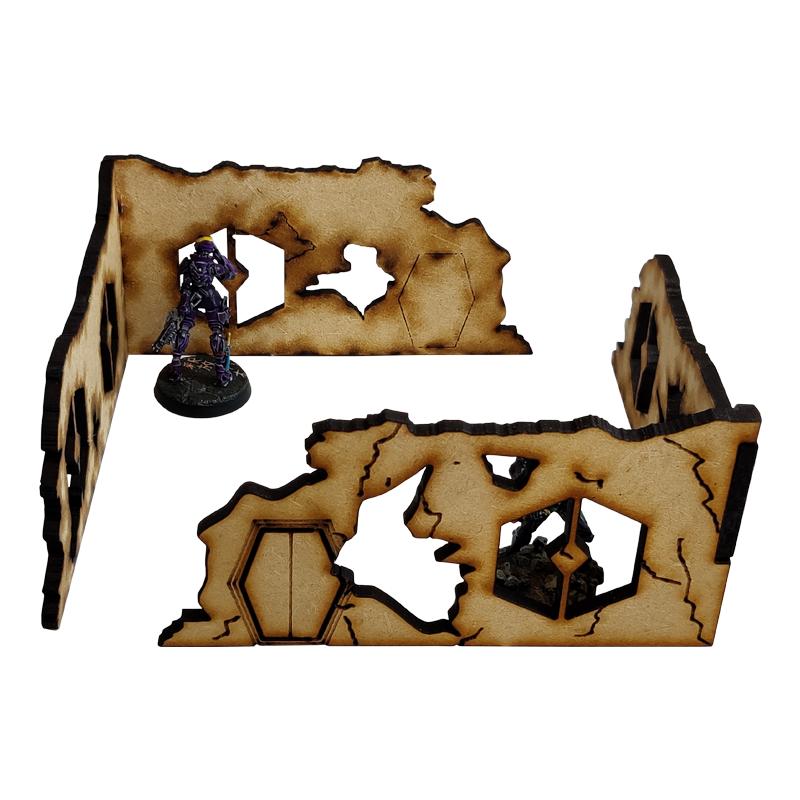 Sector Sept is a sci-fi terrain set designed for use with Warhammer 40,000, Infinity and much more!Dimensions: (Width: 110mm) (Depth: 110mm) (Height: 50mm)This quick and easy to assemble kit is made from 3mm mdf and is cut with precision to ensure minimal effort removing it from the sprue.This kit requires assembly. Models shown for scale and not included. The Colour Forge Sector Sept Ruins #5 - TCF-SSR-005 - 5060843101536