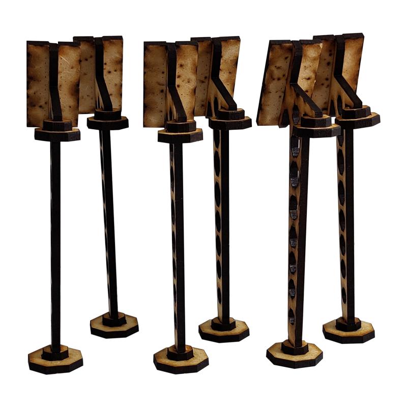 This quick and easy to assemble kit is made from 3mm mdf and is cut with precision to ensure minimal effort removing it from the sprue.This kit requires assembly. The Colour Forge Sci-Fi Solar Street Light Arrays - TCF-SCI-007 - 5060843100577