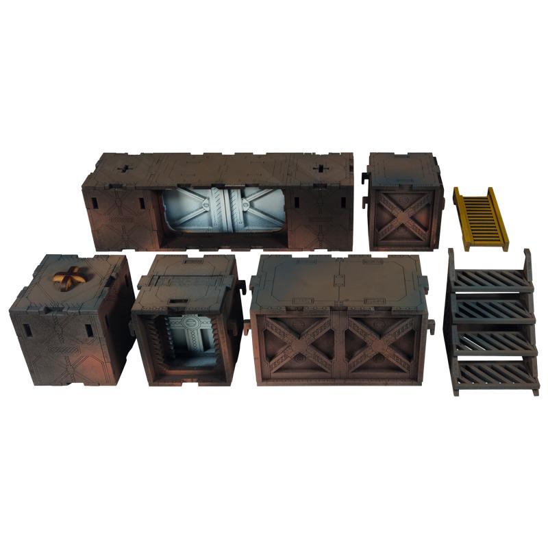 Our new modular terrain set is perfect for your Sci-Fi skirmish games. Whether you're creating tight corridor fights or sprawling industrial complexes our interlocking set can be assembled & reassembled to your hearts content!This Mega Bundle contains: Underforge - Modular Terrain Core SetUnderforge - Platforms and WalkwaysUnderforge - Crates and ObjectivesMade from laser cut precision 3mm MDF, this kit is easy to assemble.The Underforge terrain kit can be used as a standalone piece of terrain or combined with others in the range to add more variety to your gaming table. All our Underforge terrain is interchangeable and modular. 7GOiiji2CtCT46EysvMJlr0t7Fg10nbRxz
