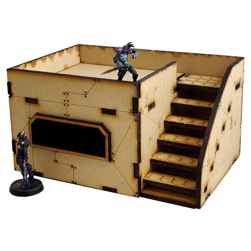 This Sci-Fi Hab Block Delta kit is the perfect addition to any 25-32mm sci-fi table!Dimensions: (Width:145mm) (Depth: 103mm) (Height: 82mm)This quick and easy to assemble kit is made from 3mm mdf and is cut with precision to ensure minimal effort removing it from the sprue.The door contains 2 holes for magnets, these measure 2mm wide by 3mm deep, there is a similar hole on the door frame. The roof is completely removable for access during gaming and modelling.This kit requires assembly. The Colour Forge Sci-Fi Hab Block Bravo - TCF-SCI-002 - 5060843100522