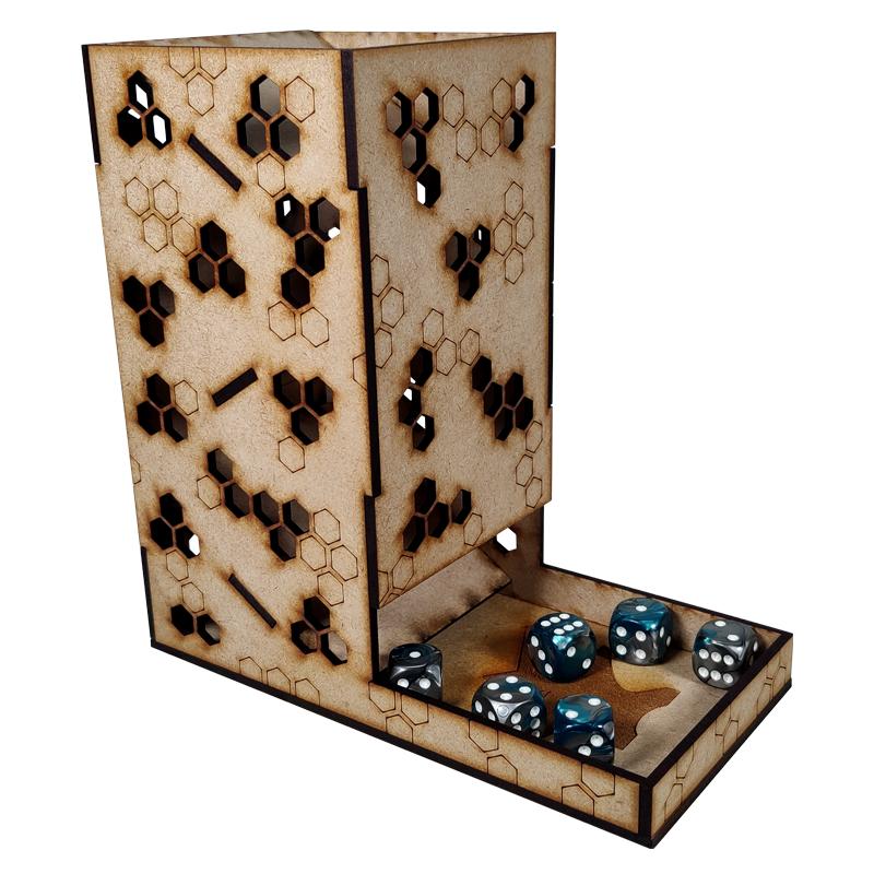 The Honeycomb Dice Tower from the Colour Forge is perfect for all your dice rolling needs!Made from precision cut 3mm MDF, this great looking accessory is sure to find itself a prime spot on any gaming table and be the envy of players across the land!We all know that rolling dice thorugh a dice tower is incredibly satisfying...well now you get to see your little 6 sided cubes of joy on their journey as they pass through the Honeycomb Dice Tower!Dimensions 185mm H x 179mm D x 90mm WAssembly instructions can be found by visiting www.thecolourforge.com we reccommend using the Colour Forge basing glue for best results. The Colour Forge Dice Tower - Honeycomb - TCF-ACC-012 - 5060843102397