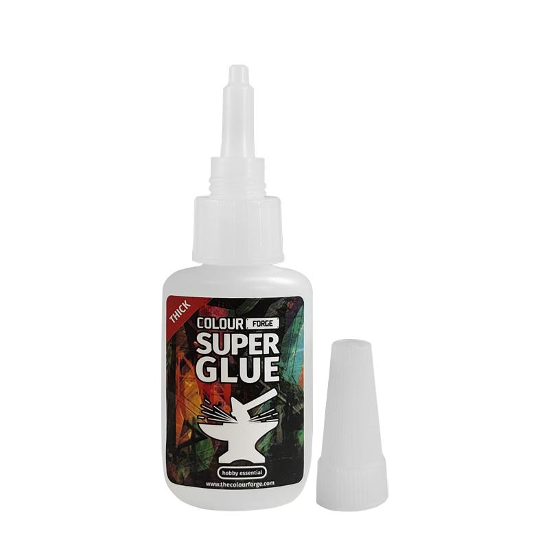 Super Glue or Cyanoacrylate is an essential for any hobby lover!Perfect for Plastic, Metal or Resin! Contains 20g of Super Glue in a screw-top bottle.This is a thick formula and works best when combined with our Precision Applicators.Please read safety information before using this product. The Colour Forge The Colour Forge Super Glue (thick) - TCF-SUP-002 - 5060843100911
