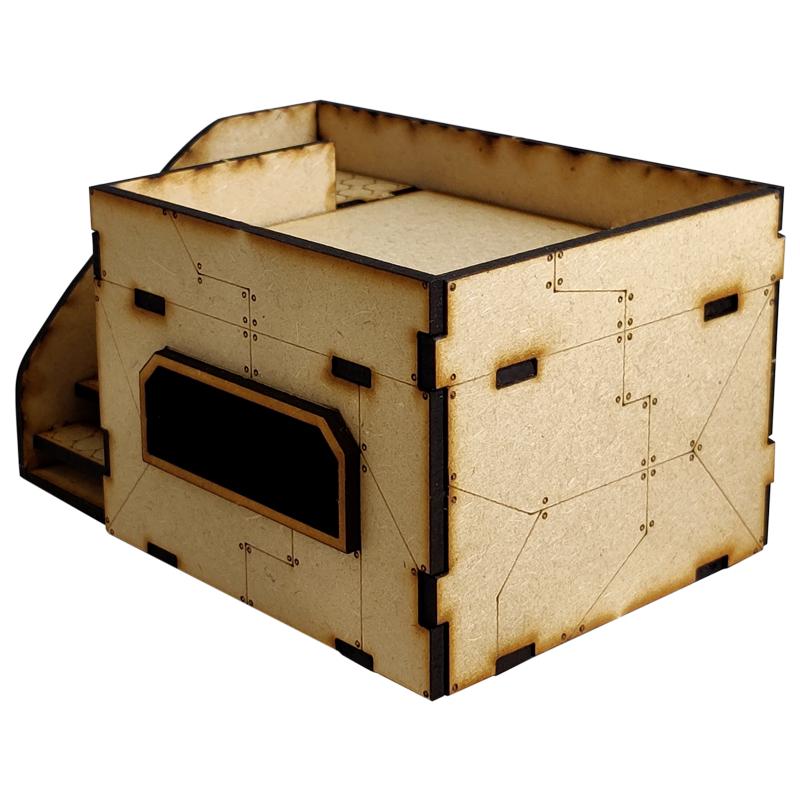 This Sci-Fi Hab Block Delta kit is the perfect addition to any 25-32mm sci-fi table!Dimensions: (Width: 145mm) (Depth: 103mm) (Height: 82mm)This quick and easy to assemble kit is made from 3mm mdf and is cut with precision to ensure minimal effort removing it from the sprue.The door contains 2 holes for magnets, these measure 2mm wide by 3mm deep, there is a similar hole on the door frame. The roof is completely removable for access during gaming and modelling.This kit requires assembly. The Colour Forge Sci-Fi Hab Block Alpha - TCF-SCI-001 - 5060843100515