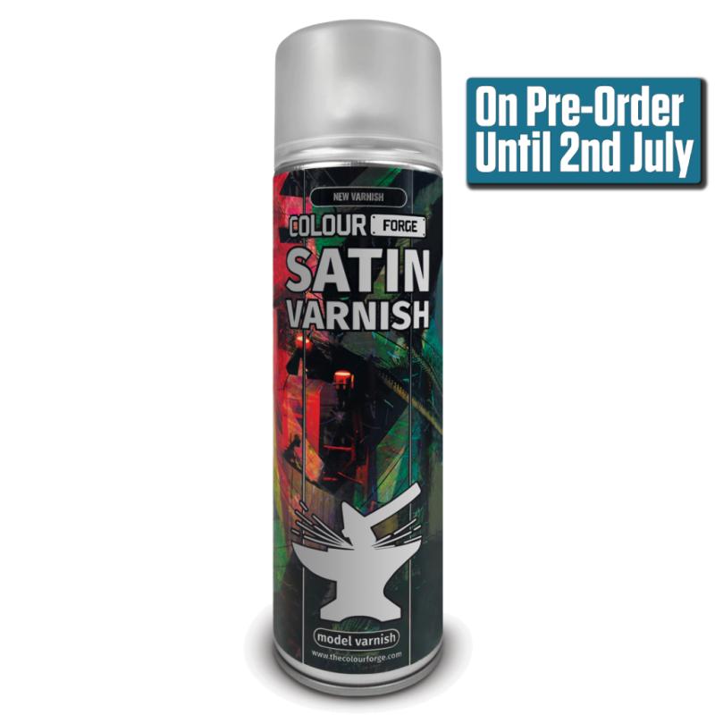 ***Please note this is a pre order. This products release date is Thursday July 2nd. Purchase now to secure your item/s to arrive with you for the launch date***Colour Forge Satin Varnish is a clear coat Technical Spray, designed to protect your completed paint schemes forever with a great, balanced finish.Specifically formulated to give exceptional, smooth coverage and a Satin finish, providing great protection to your completed paint schemes. The Colour Forge Colour Forge Spray: Satin Varnish (500ml) - TCF-SPR-047 - 5060843106203