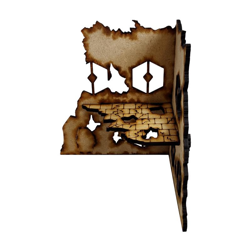 Sector Sept is a sci-fi terrain set designed for use with Warhammer 40,000, Infinity and much more!Dimensions: (Width: 110mm) (Depth: 110mm) (Height: 125mm)This quick and easy to assemble kit is made from 3mm mdf and is cut with precision to ensure minimal effort removing it from the sprue.This kit requires assembly. Models shown for scale and not included. The Colour Forge Sector Sept Ruins #3 - TCF-SSR-003 - 5060843101512