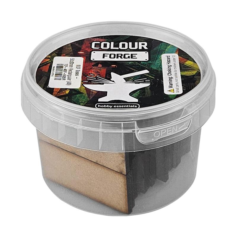 These bases are a fantastic value way to base a full army of miniatures without breaking the bank!They are made from 3mm MDF and supplied in a strong stack-able container.Contents:Size - 50x25mmShape - RectangularQuantity - 35Packaging - reusable plastic container with lid The Colour Forge MDF Bases - 50x25mm Rectangular (35) - TCF-MDF-5025R - 5060843103592