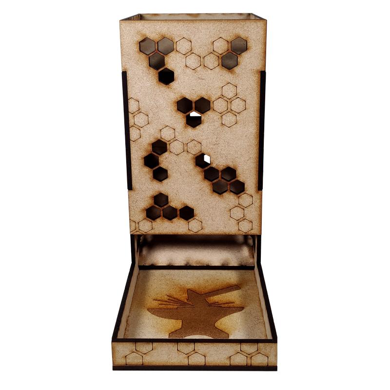 The Honeycomb Dice Tower from the Colour Forge is perfect for all your dice rolling needs!Made from precision cut 3mm MDF, this great looking accessory is sure to find itself a prime spot on any gaming table and be the envy of players across the land!We all know that rolling dice thorugh a dice tower is incredibly satisfying...well now you get to see your little 6 sided cubes of joy on their journey as they pass through the Honeycomb Dice Tower!Dimensions 185mm H x 179mm D x 90mm WAssembly instructions can be found by visiting www.thecolourforge.com we reccommend using the Colour Forge basing glue for best results. The Colour Forge Dice Tower - Honeycomb - TCF-ACC-012 - 5060843102397