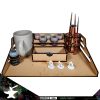 The Compact Hobby Station is an ideal upgrade for your hobby space.Features include:- Paint rack (multiple options provided)- "No Spills" paint pot holder- Mug o' Brush stand- Bitz drawThe kit can be assembled to accommodate dropper bottle or flip top paints. On the left and right there are spaces for the brush stand and a water pot and the kit has been designed for either left or right hand orientation. The Colour Forge Compact Hobby Station - TCF-ACC-008 - 5060843101864