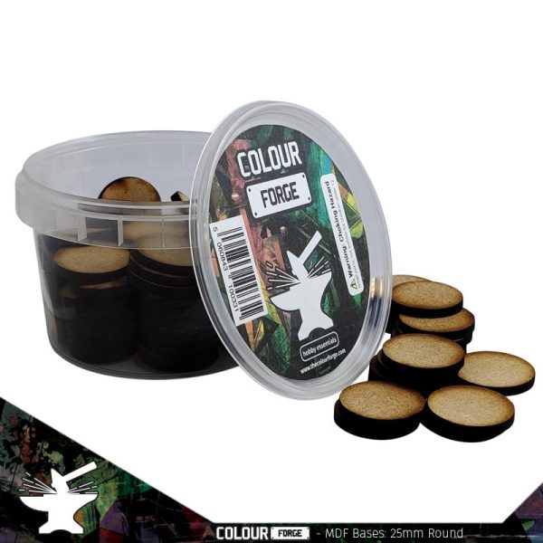 These bases are a fantastic value way to base a full army of miniatures without breaking the bank!They are made from 3mm MDF and supplied in a strong stackable container.Contents:Size - 25mmShape - CircleQuantity - 100Packaging - reusable plastic container with lid The Colour Forge MDF Bases - 25mm Round (100) - TCF-MDF-25R - 5060843100355