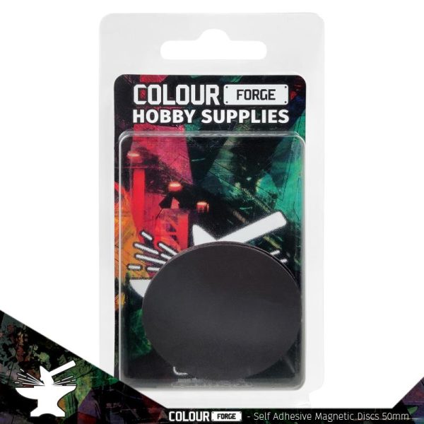 Self-adhesive magnetic disks are a great way to prevent your army from tipping over during events or storage.Each disk has a premium adheisve already applied so you can simply peel the bottom and apply to the underside of your bases.When paired with our rubber steel sheets you can improve any case or movement tray to be full magnetised.Please note, these discs are intentionally cut slightly smaller than the base they're designed for to prevent overbite. The Colour Forge Self-adhesive magnetic discs 50mm x3 - TCF-MDI-001 - 5060843101406