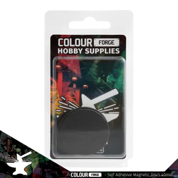 Self-adhesive magnetic disks are a great way to prevent your army from tipping over during events or storage.Each disk has a premium adheisve already applied so you can simply peel the bottom and apply to the underside of your bases.When paired with our rubber steel sheets you can improve any case or movement tray to be full magnetised.Please note, these discs are intentionally cut slightly smaller than the base they're designed for to prevent overbite. The Colour Forge Self-adhesive magnetic discs 40mm x5 - TCF-MDI-002 - 5060843101413
