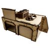 This Sci-Fi Mech Garage kit is the perfect addition to any 25-32mm sci-fi table!Dimensions: (Width: 263/26mm) (Depth: 150mm) (Height: 105/90mm) (including/excluding sign & skylights)This quick and easy to assemble kit is made from 3mm mdf and is cut with precision to ensure minimal effort removing it from the sprue.The door contains 2 holes for magnets, these measure 2mm wide by 3mm deep, there is a similar hole on the door frame. The roof is completely removable for access during gaming and modelling.This kit requires assembly. The Colour Forge Sci-Fi Mech Garage - TCF-SCI-010 - 5060843100768