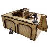 This Sci-Fi Mech Garage kit is the perfect addition to any 25-32mm sci-fi table!Dimensions: (Width: 263/26mm) (Depth: 150mm) (Height: 105/90mm) (including/excluding sign & skylights)This quick and easy to assemble kit is made from 3mm mdf and is cut with precision to ensure minimal effort removing it from the sprue.The door contains 2 holes for magnets, these measure 2mm wide by 3mm deep, there is a similar hole on the door frame. The roof is completely removable for access during gaming and modelling.This kit requires assembly. The Colour Forge Sci-Fi Mech Garage - TCF-SCI-010 - 5060843100768